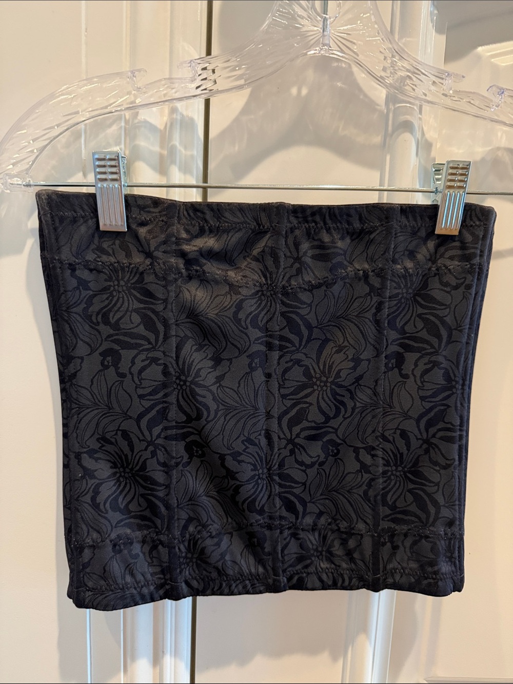 Black Floral-Print Tube Corset Style Top